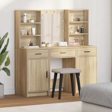 Dressing Table Set with Drawer 3 pcs Sonoma Oak Engineered wood vidaXL (1/5)