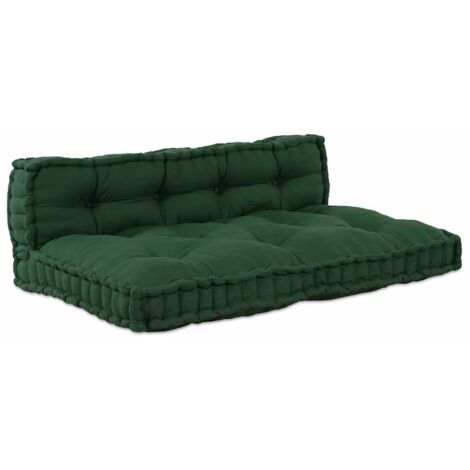 vidaXL Pallet Sofa Cushion 2 pcs Green Fabric