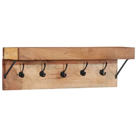 Coat Rack with Shelf Wall Mounted Solid Acacia Wood and Metal vidaXL