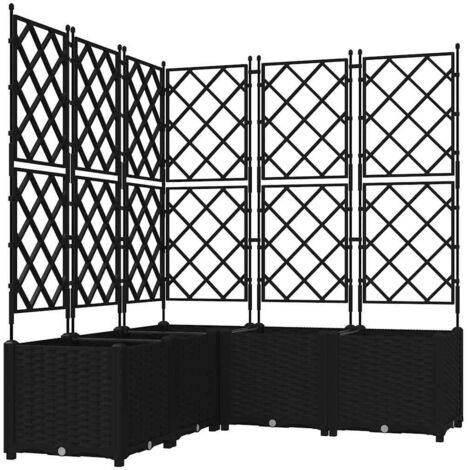 Garden Planter with Trellis 5 pcs Black 120 x 120 x 143 cm PP vidaXL