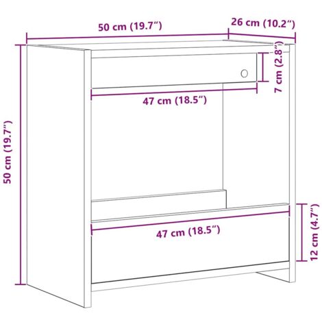 Side Table Black Oak 50x26x50 cm Engineered Wood vidaXL