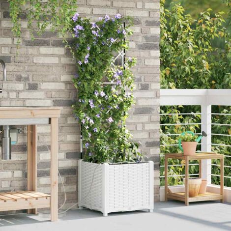 Garden Planter White 40 x 40 x 142 cm PP vidaXL (1/5)