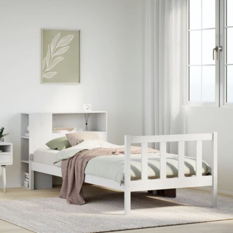 Bookcase Bed without Mattress White 75x190 cm Small Single Solid Wood Pine vidaXL (1/5)