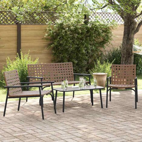 Garden Dining Set 4 pcs Brown Poly Rattan vidaXL