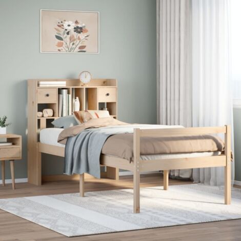 Bookcase Bed without Mattress 90x200 cm Solid Wood Pine vidaXL (1/5)