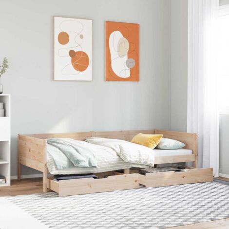 Daybed with Drawers without Mattress 80x200 cm Solid Wood vidaXL