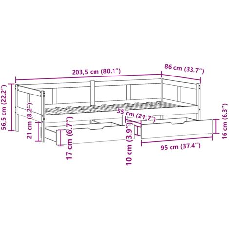 Daybed with Drawers without Mattress 80x200 cm Solid Wood vidaXL
