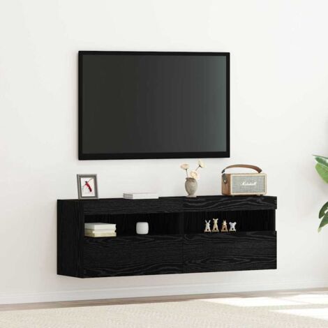 TV Wall Cabinets with LED Lights 2 pcs Black Oak 60x30x40 cm vidaXL (1/5)