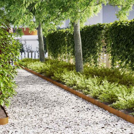 Lawn Edgings 50 pcs Brown 100 x 0.5 x 15 cm Weathering Steel vidaXL