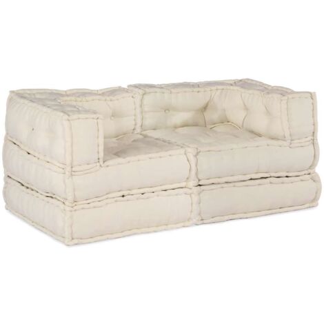 Modular Sofa 2 pcs Cream 70 x 70 x 56 cm Fabric vidaXL
