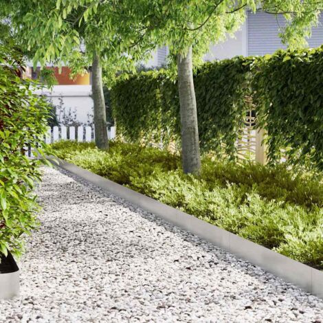 Lawn Edging 10 pcs Silver 100 x 0.05 x 20 cm Stainless Steel vidaXL