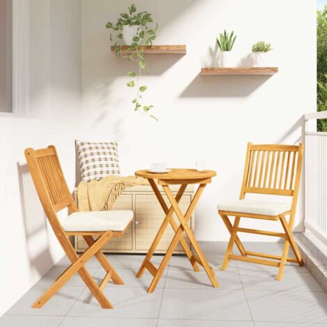 Folding Chair 2 pcs White 49 x 57.5 x 92cm Solid Acacia wood vidaXL