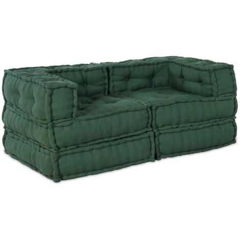 Modular Sofa 2 pcs Green 70 x 70 x 56 cm Fabric vidaXL