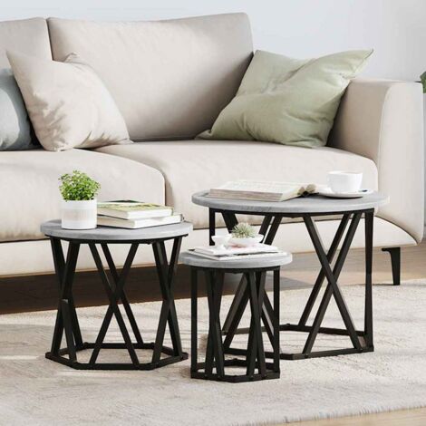 Nesting Side Table 3 pcs Grey sonoma 53 x 53 x 40 cm vidaXL