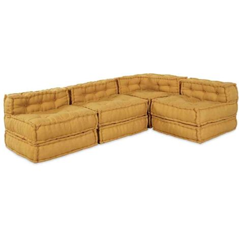 Modular Sofa 4 pcs Yellow 70 x 70 x 56 cm Fabric vidaXL