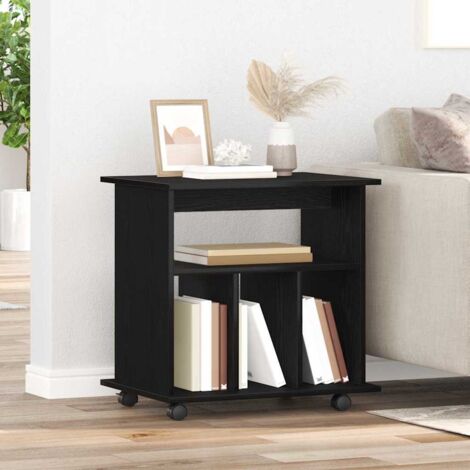 Rolling Cabinet Black oak 60 x 45 x 55 cm Engineered Wood vidaXL