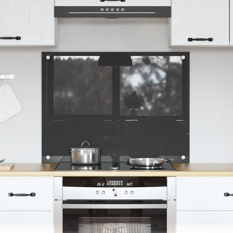 Kitchen Backsplash Dark Grey 80 x 60 cm Tempered Glass vidaXL
