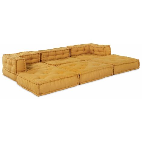Modular Sofa 3 pcs Yellow 70 x 70 x 56 cm Fabric vidaXL