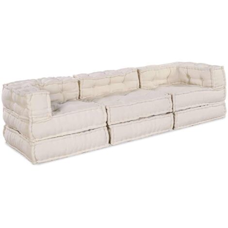 Modular Sofa 3 pcs Cream Fabric vidaXL