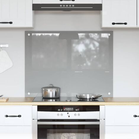 Kitchen Backsplash Light grey 80 x 60 x 0.6 cm Tempered Glass vidaXL