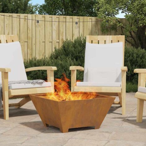 Fire Pit Square 60x60x30 cm Weathering Steel vidaXL
