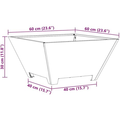 Fire Pit Square 60x60x30 cm Weathering Steel vidaXL