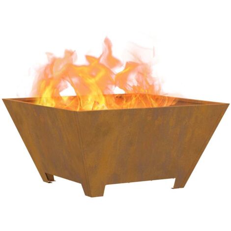 Fire Pit Square 60x60x30 cm Weathering Steel vidaXL