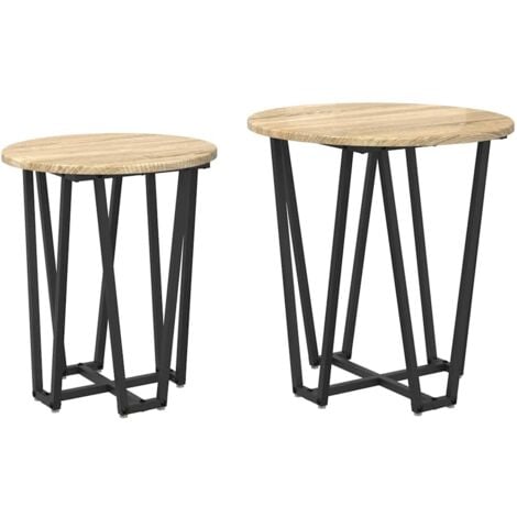 Side Table Set of 2 - Sonoma Oak Engineered Wood and Metal vidaXL