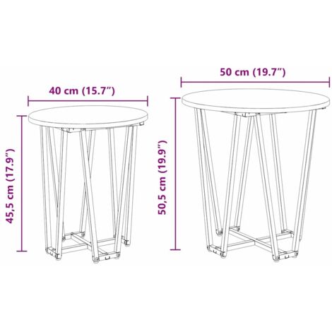 Side Table Set of 2 - Sonoma Oak Engineered Wood and Metal vidaXL