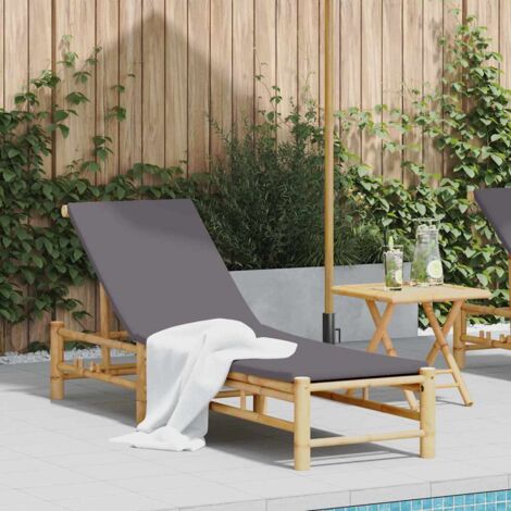 Sun Lounger with Cushions 55x199x30 cm Bamboo vidaXL