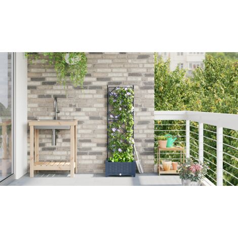 Garden Planter with Trellis Grey 40x40x125.5 cm vidaXL
