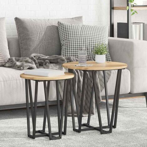 Side Table Set 2 pcs Artisan Oak and Black 50 x 50 x 50.5 cm vidaXL