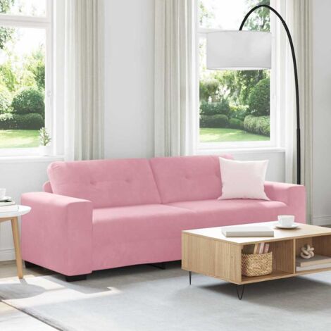3-Seater Sofa - Pink, 180 cm, Velvet vidaXL