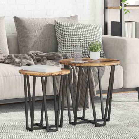 Side Table Set 2 pcs Old wood and Black 50 x 50 x 50.5 cm vidaXL