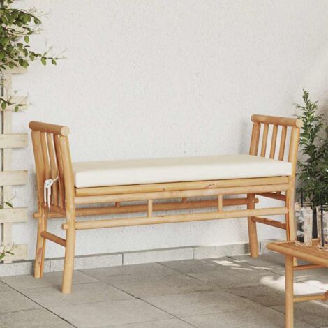 Garden Bench with Cushion Brown 110 x 38 x 65cm Bamboo vidaXL