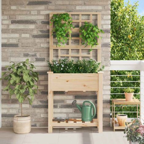 Garden Planter with Shelf Beige 71 x 38 x 152 cm Solid fir wood vidaXL (1/5)