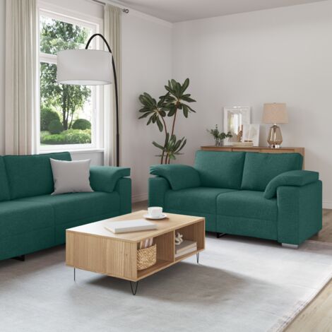 Sofa Set 2 pcs Dark Green 219 x 77 x 82 cm Fabric vidaXL
