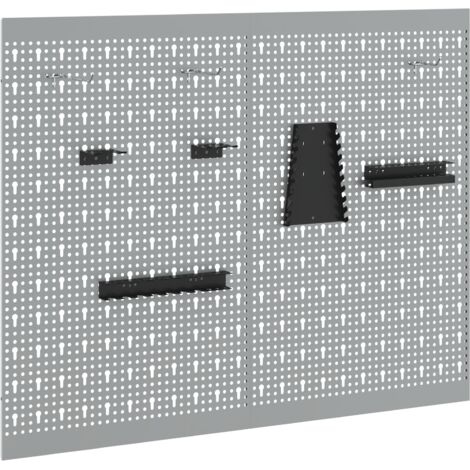 Pegboards 2 Pack with 8 Accessories, Grey, 50x80 cm Steel vidaXL