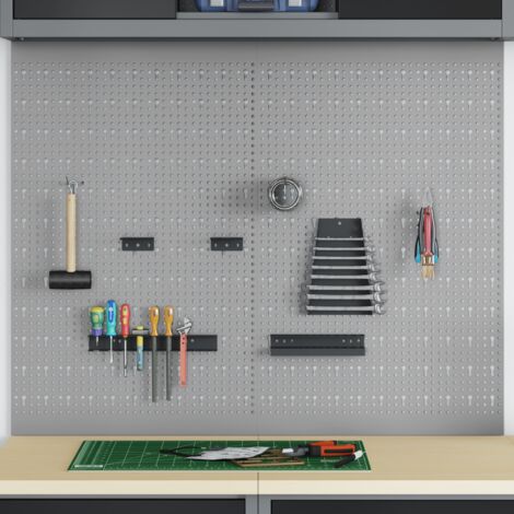 Pegboards 2 Pack with 8 Accessories, Grey, 50x80 cm Steel vidaXL
