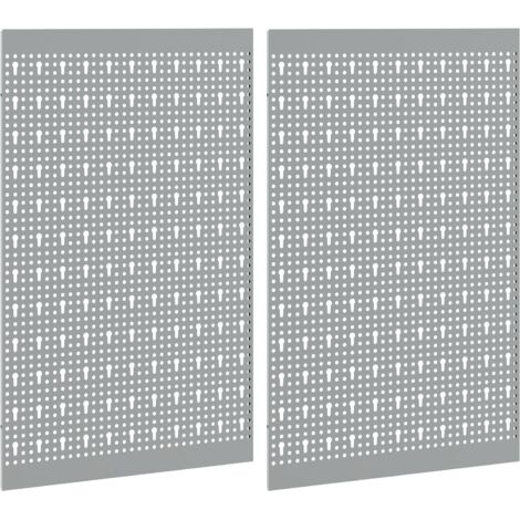 Pegboards 2 Pack with 8 Accessories, Grey, 50x80 cm Steel vidaXL