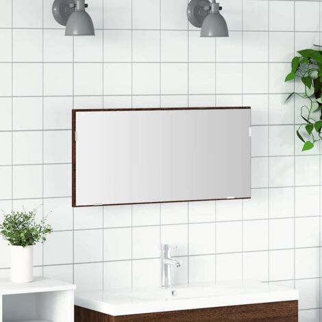 Bathroom Mirror Brown oak 80 x 8.5 x 37 cm Engineered Wood vidaXL
