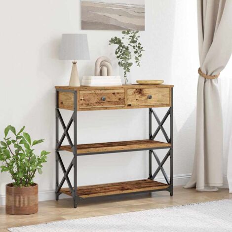 Console Table with Drawer with Shelf Old wood 75 x 28 x 75 cm vidaXL