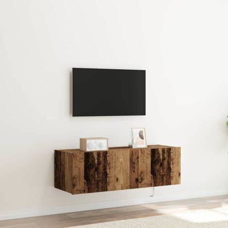 TV Wall Cabinet with LED Lights Old Wood 100x35x31 cm vidaXL