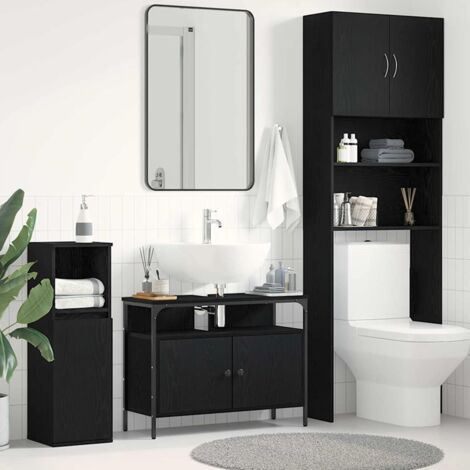 Bathroom Sink Cabinet Black oak 80 x 30 x 60 cm Engineered Wood vidaXL
