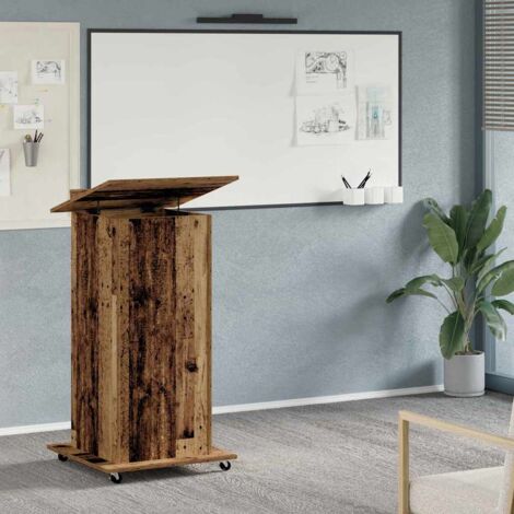 Podium with Drawer Old wood 55 x 55 x 107 cm Engineered wood vidaXL