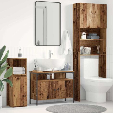 Vidaxl – Bathroom sink cabinet engineered wood 80 x 30 x 60 cm – Steel frame – For compact spaces – 2 doors for easy access (1/5)