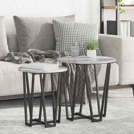 Side Table Set 2 pcs Grey sonoma and Black 50 x 50 x 50.5 cm vidaXL