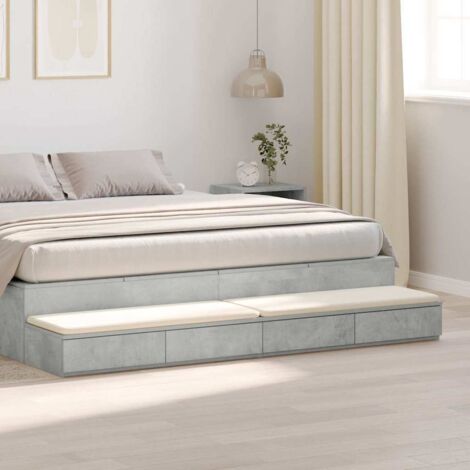 Bed Drawers Concrete grey 180 x 36.5 x 16.5 cm Engineered wood vidaXL