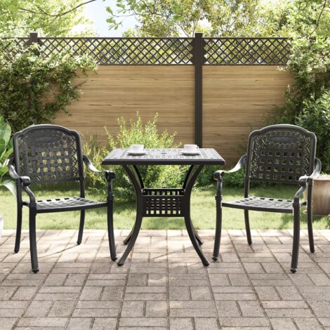 3 Piece Garden Bistro Set Black Cast Aluminium vidaXL (1/5)