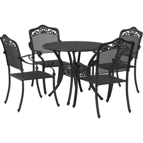 Set of 3 Black Cast Aluminium 4-seater Durable Garden Table vidaXL (1/5)